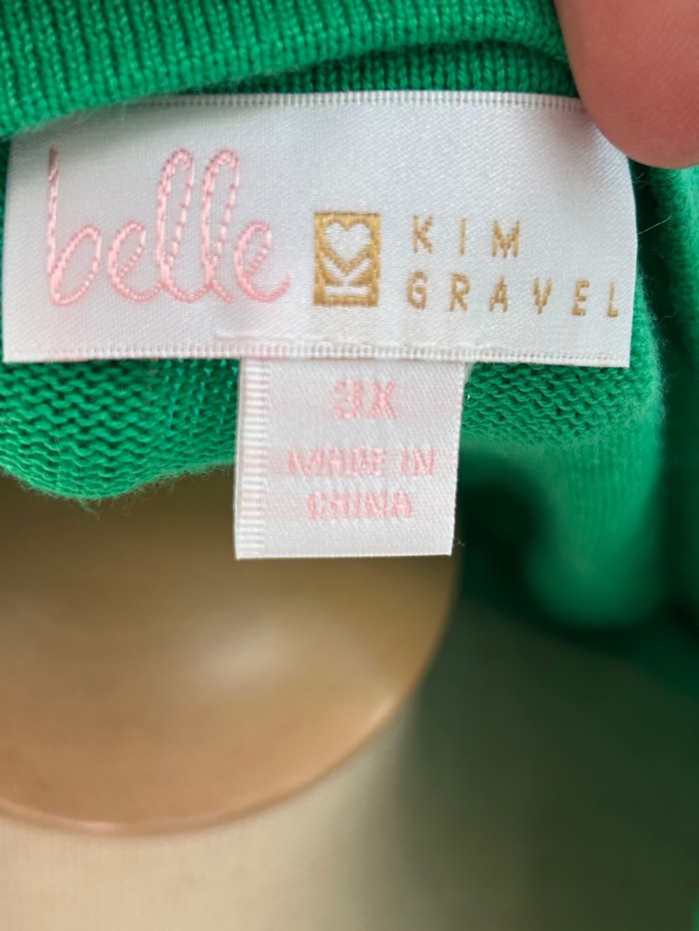 belle Kim Gravel Kelly green blue star print knit sweater PLUS 3X - Picture 2 of 2